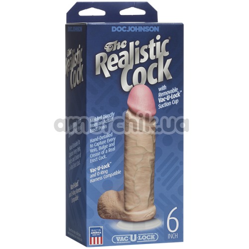 Фаллоимитатор The Realistic Cock 17.3 см с мошонкой, телесный