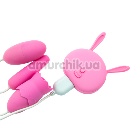 Анально-вагинально-клиторальный вибратор Tongue Lick Mimi Toy EG-009A3, розовый