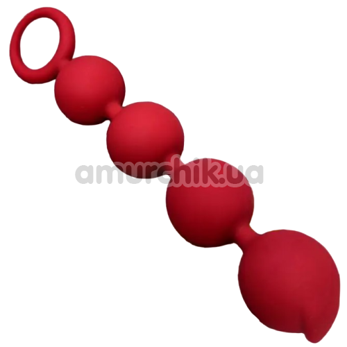Анальний ланцюжок Loveshop Silicone Four Anal Beads Chain, червоний