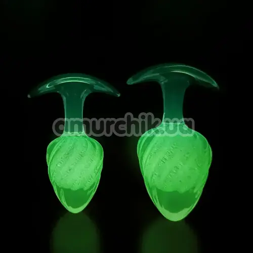 Анальная пробка Univibe Glow-In-Dark Ribbed S, фиолетовая