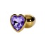 Анальная пробка с фиолетовым кристаллом Toyfa Metal Heart 717016, золотая - Фото №2