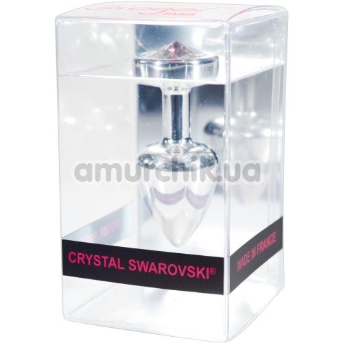 Анальна пробка з рожевим кристалом SWAROVSKI Anni, срібна