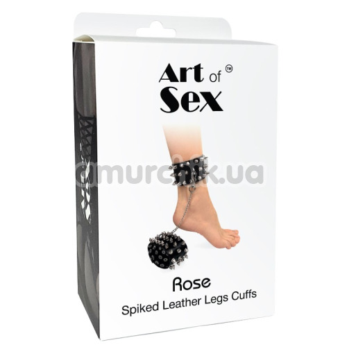 Фіксатори для ніг Art of Sex Rose Spiked Leather Legs Cuffs, чорні