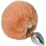 Анальная пробка с оранжевым хвостиком sLash Honey Bunny Tail S, серебряная