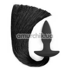 Анальная пробка c черным хвостом Silicone Anal Plug With Pony Tail, черная - Фото №1