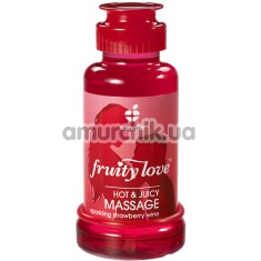 Массажный лосьон Fruity Love Massage с согревающим эффектом - клубничное шампанское, 100 мл - Фото №1