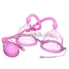 Вакуумна помпа для збільшення грудей Breast Pump Enlarge With Twin Cups 014091-3, рожева - Фото №1