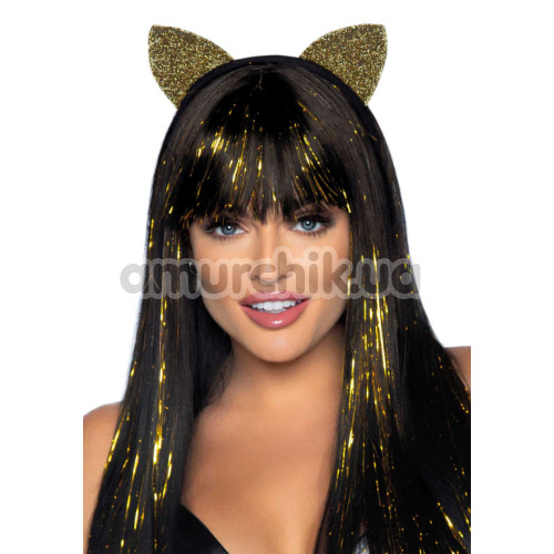 Обруч с кошачьими ушками Leg Avenue Glitter Cat Ear Headband, золотой