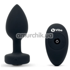 Анальная пробка с вибрацией B-Vibe Vibrating Jewel Plug M/L, черная - Фото №1