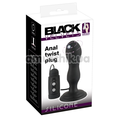 Анальная пробка с ротацией Black Velvets Anal Twist Plug, черная