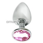 Анальна пробка з рожевим кристалом Mai Attraction Pleasure Toys S №72, срібна - Фото №1