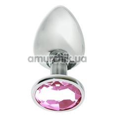 Анальная пробка с розовым кристаллом Mai Attraction Pleasure Toys S №72, серебряная - Фото №1