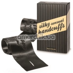 Фіксатори для рук Bijoux Indiscrets Silky Sensual Handcuffs, чорні - Фото №1