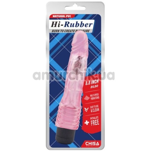 Вибратор Hi-Rubber 8.8 Inch Dildo с контурной головкой, розовый
