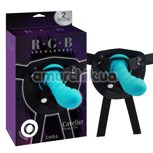 Страпон R.G.B Sex Harness 8.5 Cavelier Strap-On, блакитний