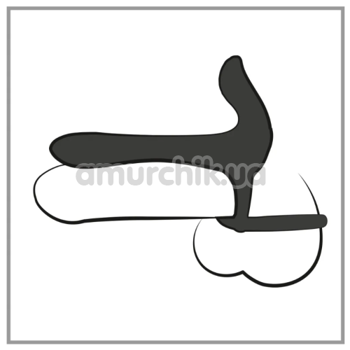 Насадка на пенис с эрекционным кольцом и вибрацией Black Velvets Couple's Vibrator, черная
