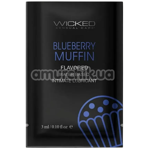 Оральный лубрикант Wicked Aqua Blueberry Muffin - черничный маффин, 3 мл