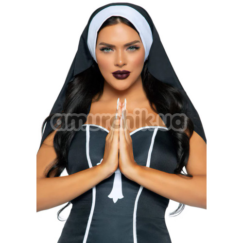 Накидка монахини Leg Avenue Nun Habit Costume Headband, черная - Фото №1