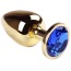 Анальна пробка з синім кристалом SWAROVSKI Gold Sapphire Big, золота