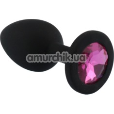 Анальная пробка с розовым кристаллом SWAROVSKI Zcz, черная - Фото №1