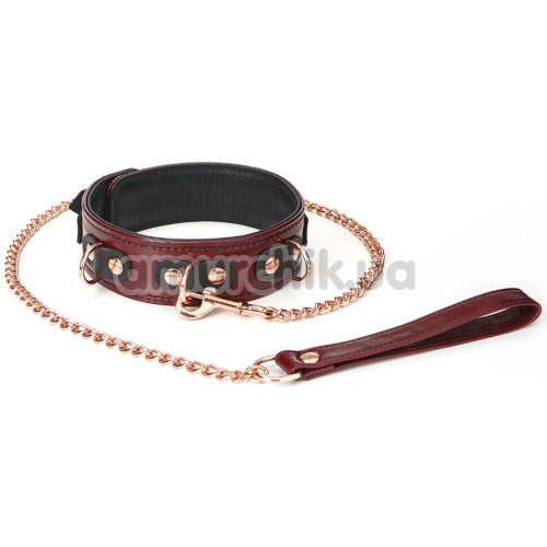 Ошейник с поводком Liebe Seele Wine Red Leather Collar with Chain Leash, бордовый - Фото №1