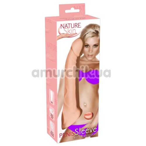 Насадка на пеніс Nature Skin Penis Sleeve with Extension, тілесна