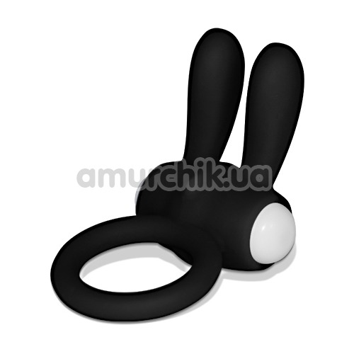 Віброкільце Power Clit Cockring Rabbit, чорне