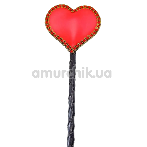 Стек у вигляді сердечка DS Fetish Crop Heart With Crystals, чорно-червоний