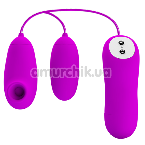 Симулятор орального секса для женщин с вибрацией Pretty Love Suction & Vibro Bullets, фиолетовый - Фото №1