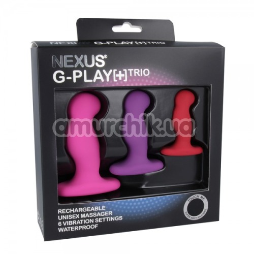 Набор из 3 вибростимуляторов простаты Nexus G-Play Plus Trio, разноцветный