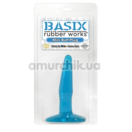Анальная пробка Basix Rubber Works Mini Butt Plug, голубая