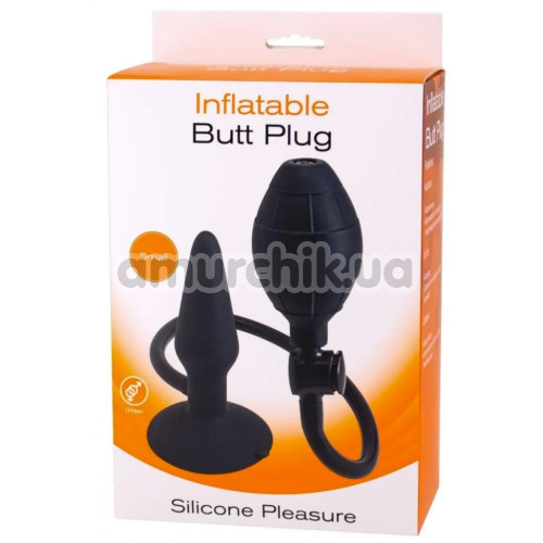 Анальный расширитель Silicone Pleasure Inflatable Butt Plug S, черный