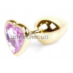 Анальна пробка із рожевим кристалом Exclusivity Jewellery Gold Heart Plug, золота - Фото №1