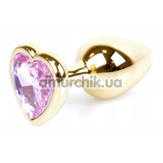 Анальна пробка із рожевим кристалом Exclusivity Jewellery Gold Heart Plug, золота - Фото №1