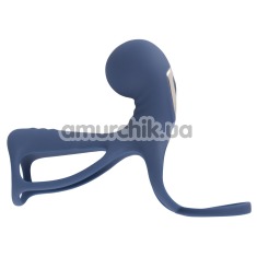 Вибронасадка на пенис Vibrating Cock Sleeve With Ball Ring, синяя - Фото №1
