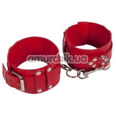 Поножи sLash Leather Dominant Leg Cuffs, красные - Фото №1