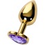 Анальная пробка с фиолетовым кристаллом Toyfa Metal Heart 717016, золотая - Фото №1