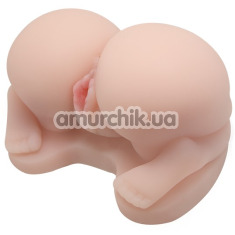Штучна вагіна та анус з вібрацією Soft And Smooth Pussy & Ass Hole, тілесна - Фото №1
