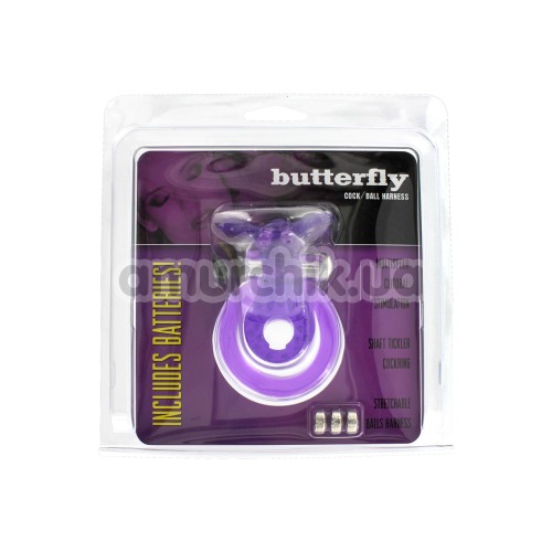 Виброкольцо Butterfly Cock Ball Harness, фиолетовое