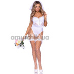 Костюм невесты Leg Avenue Bridal Babe белый: боди + бантик + фата - Фото №1