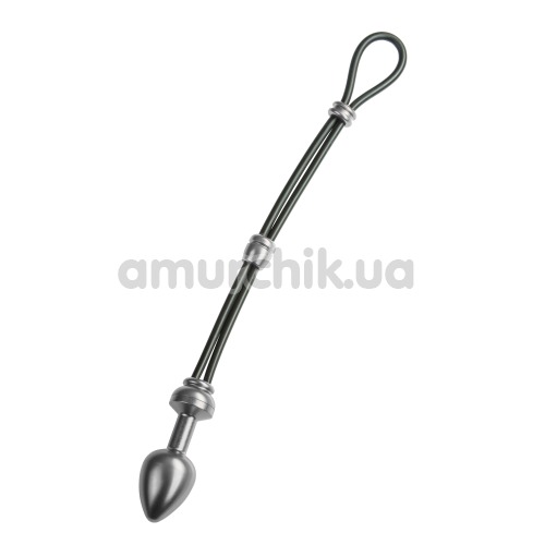 Ерекційне кільце з анальною пробкою Malesation Cock-Grip mit Alu-Plug klein, срібне - Фото №1