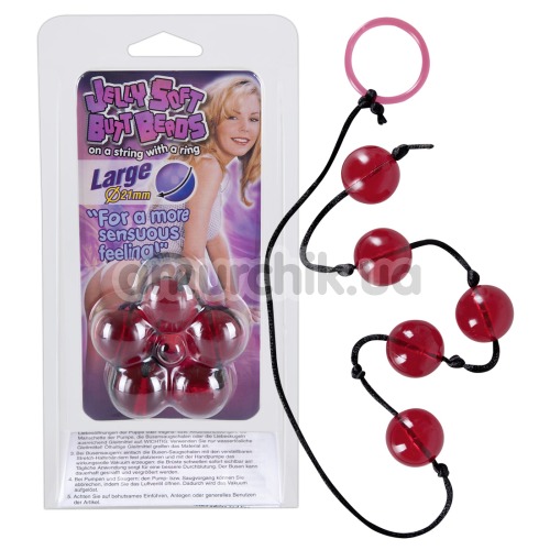 Анальний ланцюжок Jelly Soft Butt Beads Large, червоний