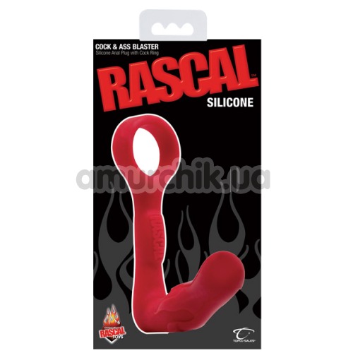 Ерекційне кільце зі стимулятором простати Rascal Cock and Ass Blaster, червоне