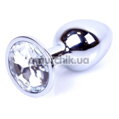 Анальная пробка с прозрачным кристаллом Exclusivity Jewellery Silver Plug, серебряная - Фото №1