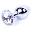Анальная пробка с прозрачным кристаллом Exclusivity Jewellery Silver Plug, серебряная - Фото №1
