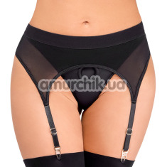 Трусики для страпона с подвязками для чулок Bad Kitty Thong With O-Ring, черные - Фото №1