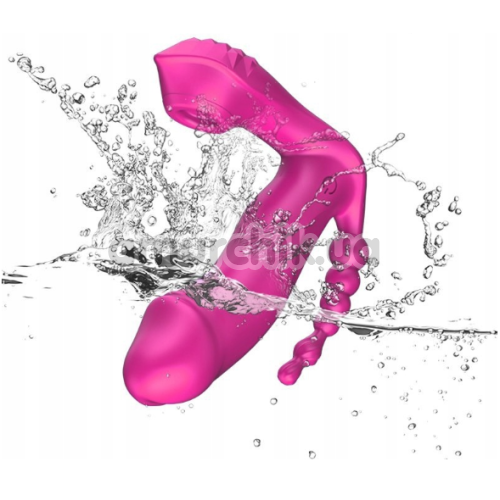 Анально-вагинально-клиторальный вибратор с подогревом Boss Series Foxshow, розовый