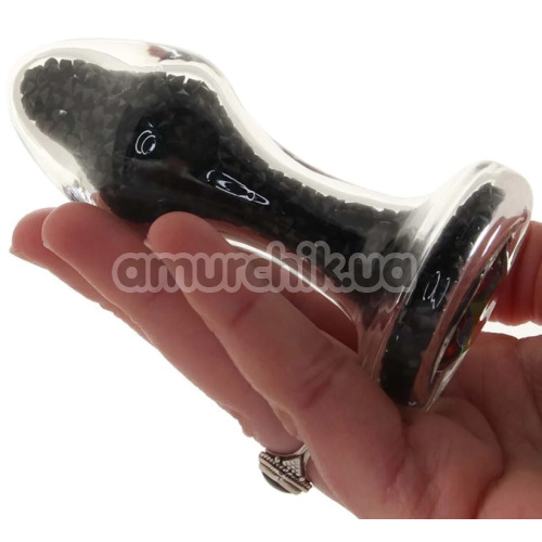 Анальна пробка Stardust Premium Glass Plug Glam, чорна