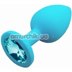 Анальная пробка с голубым кристаллом SWAROVSKI Пикантные Штучки Small, голубая - Фото №1