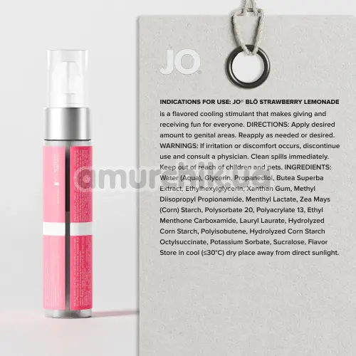 Гель для орального секса с охлаждающим эффектом JO Blo Strawberry Lemonade - клубничный лимонад, 30 мл